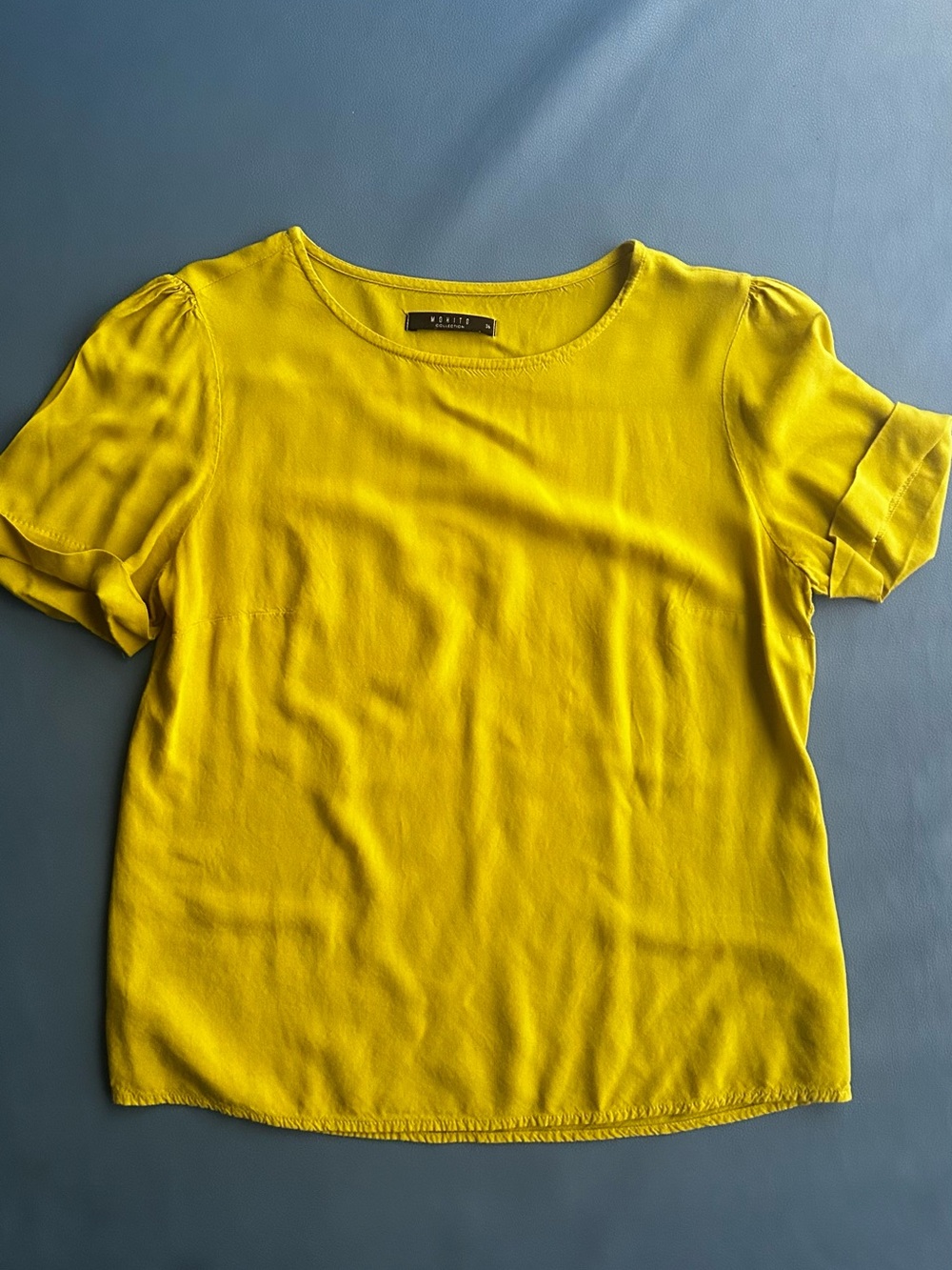 Women's Short Sleeve Round Neck Top in Bright Yellow - Brand: